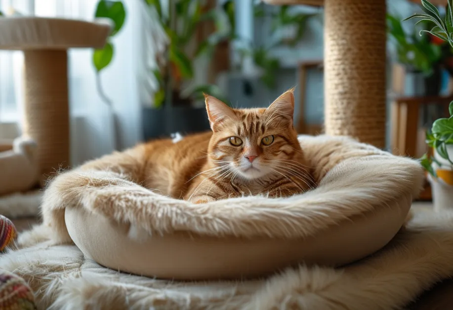ภาพแมวสูงอายุที่กำลังนั่งบนที่นอนอุ่นในห้องที่อบอุ่น - สร้างแรงบันดาลใจสำหรับการดูแลที่เหมาะสมต่ออุณหภูมิสำหรับแมวแก่