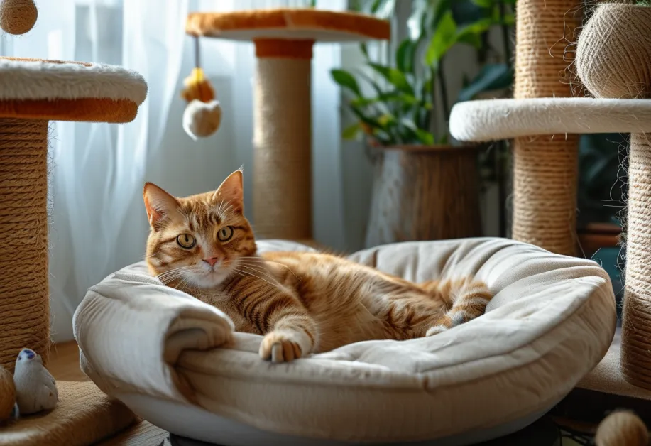 ภาพแมวกำลังออกกำลังกายในบ้าน - แมวกำลังวิ่งเล่นในบ้าน สื่อถึงการออกกำลังกายที่ช่วยรักษาสุขภาพและลดความเสี่ยงโรคอ้วนในแมว