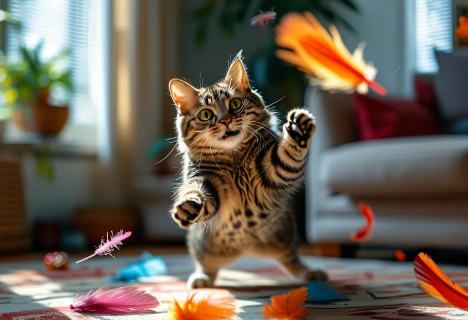 แมวกำลังพักผ่อนในพื้นที่ที่มีแสงแดดอ่อนๆ สื่อถึงความสำคัญของการให้แมวได้รับแสงธรรมชาติ เหมาะสำหรับบทความเกี่ยวกับสุขภาพแมวในที่พักอาศัย