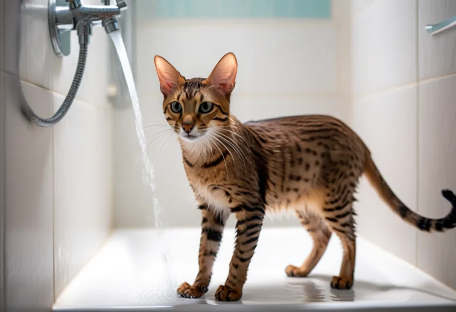 ภาพแสดงขั้นตอนการซับน้ำหลังอาบน้ำ เพื่อให้ขนแมวแห้งและลดความเสี่ยงจากการติดเชื้อที่ผิวหนัง