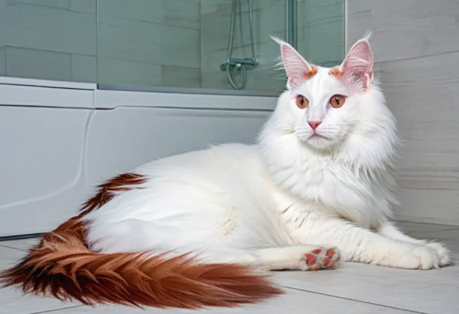 ภาพแมวน่ารักกำลังอาบน้ำอย่างสบายใจในฤดูหนาว พร้อมฟองสบู่ละเอียดอ่อน เหมาะสำหรับคำแนะนำการดูแลแมวในฤดูหนาว