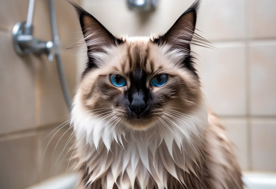 ภาพลูกแมวน้อยกำลังเพลิดเพลินกับการแปรงขนครั้งแรกในชีวิต ด้วยแปรงขนแมวที่ออกแบบมาเฉพาะ