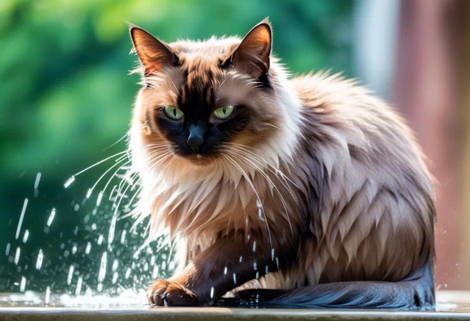 แมวนอนเล่นอย่างผ่อนคลาย - ภาพที่สื่อถึงแมวที่สุขภาพดีและมีกลิ่นตัวที่สะอาด ด้วยการดูแลที่ถูกต้องและสม่ำเสมอ