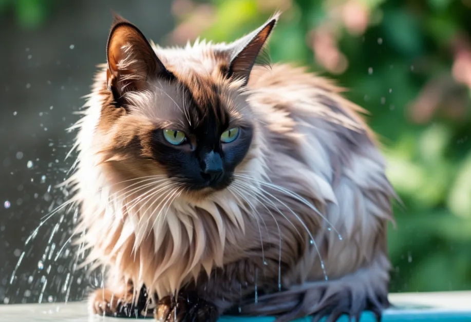 แมวขนเงาสวยกำลังเพลิดเพลินกับการกรูมมิ่งในบรรยากาศที่อบอุ่น ดูแลขนให้สุขภาพดีได้ง่าย ๆ ที่บ้าน