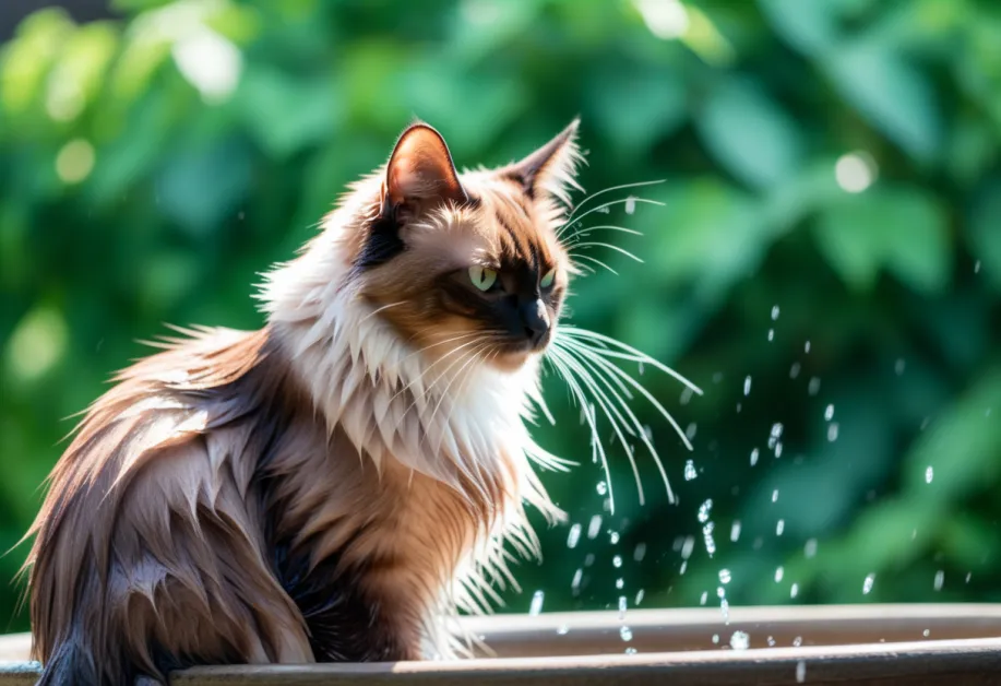 แมวเพลิดเพลินกับการอาบน้ำในบรรยากาศผ่อนคลาย เคล็ดลับในการสร้างความสุขให้กับแมวระหว่างการดูแล