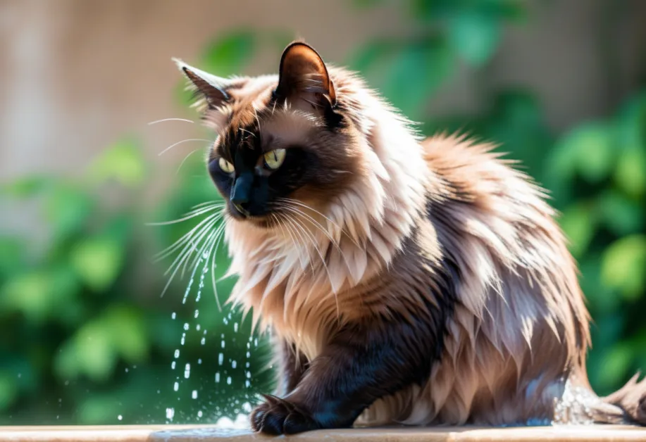 ภาพการดูแลขนแมวด้วยผลิตภัณฑ์ธรรมชาติ ช่วยให้ขนแมวนุ่มลื่นและเงางาม เหมาะสำหรับทุกสายพันธุ์แมว