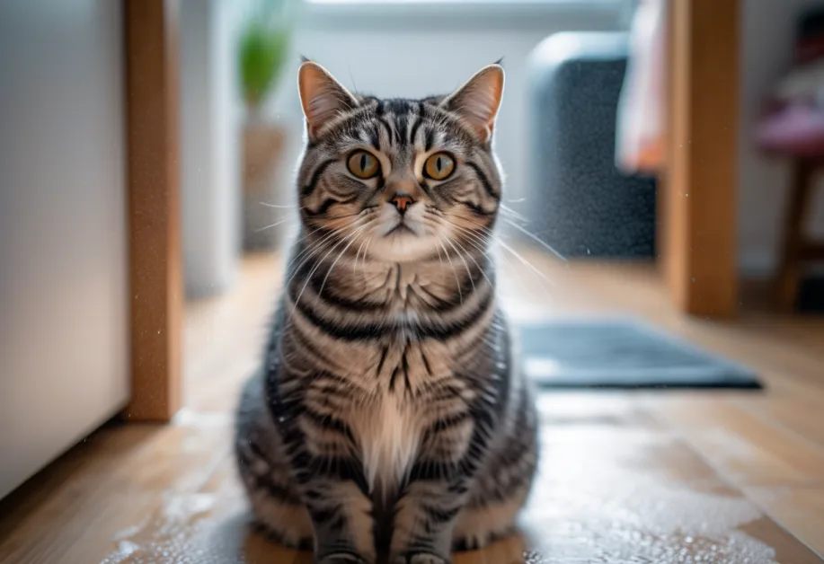 แมวกำลังเดินในบ้านอย่างมั่นใจ - บรรยากาศของบ้านที่สะอาดและปราศจากกลิ่นไม่พึงประสงค์ จากการจัดการกลิ่นของแมวอย่างถูกวิธี