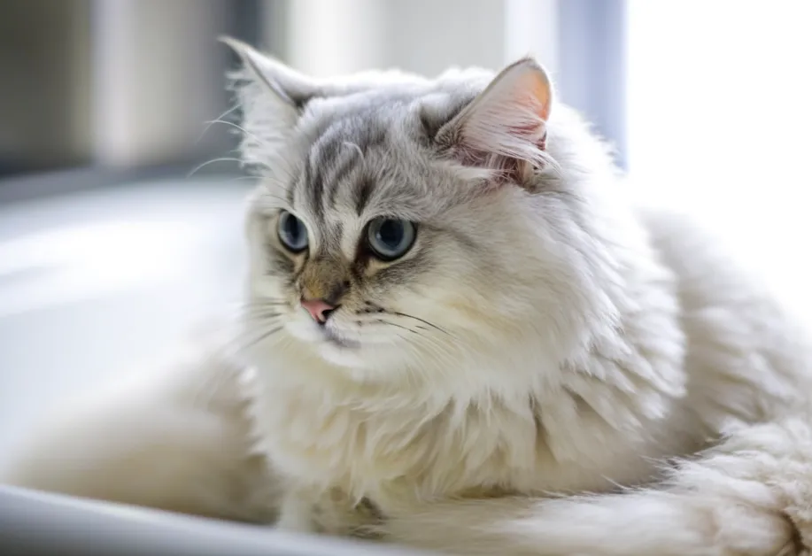 ภาพแมวสีดำ-ขาวในอ่างน้ำขนาดเล็ก ระหว่างกระบวนการอาบน้ำด้วยน้ำอุ่นและสบู่ที่เหมาะสำหรับสัตว์เลี้ยง