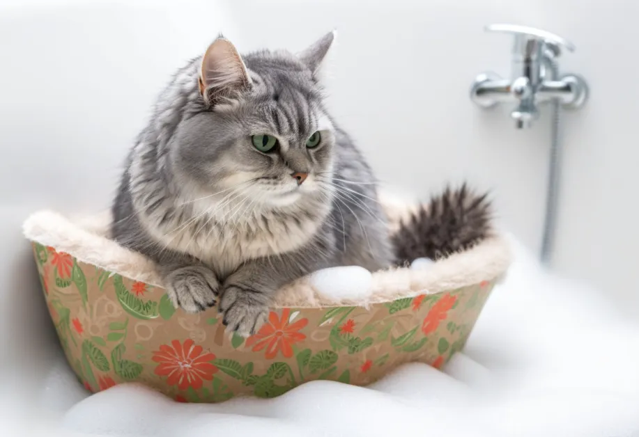 ภาพแมวผ่อนคลายหลังตัดเล็บอย่างถูกวิธี - แมวกำลังพักผ่อนอย่างมีความสุขหลังการดูแลเล็บที่ถูกต้อง เพิ่มความมั่นใจให้กับเจ้าของแมวมือใหม่!