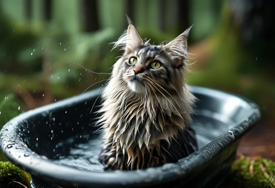 ขั้นตอนการอาบน้ำแมวอย่างปลอดภัย แสดงวิธีใช้อุปกรณ์ที่เหมาะสม