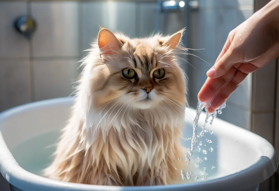 การแปรงขนแมวที่เหมาะสม - ภาพแสดงการใช้แปรงสำหรับขนแมวเพื่อป้องกันการหลุดร่วงและทำให้ขนดูสุขภาพดี