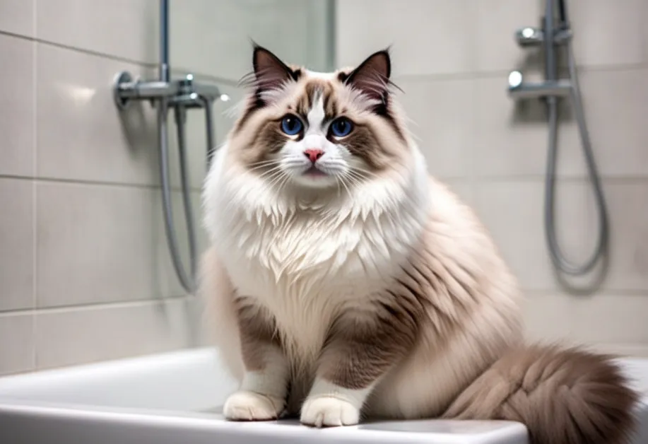 แมวเล่นกับฟองสบู่ขณะอาบน้ำ เสริมสร้างความสุขในระหว่างการอาบน้ำ