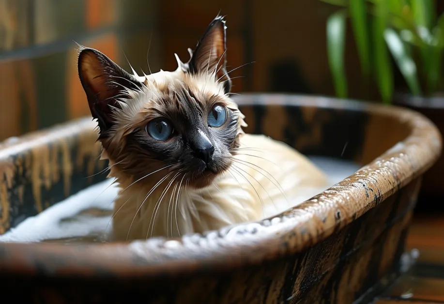 ภาพแมวขนเงางามสุขภาพดีหลังจากการดูแลอย่างดี - แสดงให้เห็นถึงประโยชน์ของการให้อาหารที่เหมาะสมและการแปรงขนสม่ำเสมอ ช่วยเสริมสุขภาพผิวหนังแมวให้แข็งแรงและดูน่ารักทุกมุมมอง