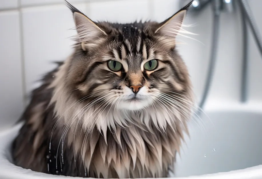 ภาพแมวกำลังเพลิดเพลินกับการแปรงขนด้วยแปรงที่ออกแบบมาเฉพาะสำหรับแมวไฮโปอัลเลอร์จีนิก ช่วยลดการระคายเคืองและทำให้ขนเรียบเนียนขึ้น