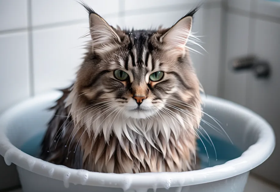 ผลิตภัณฑ์แชมพูและสบู่สำหรับแมววางข้างกันในห้องน้ำ - แนะนำแชมพูและสบู่สำหรับแมวที่ปลอดภัยและเหมาะกับแมวแพ้ง่าย