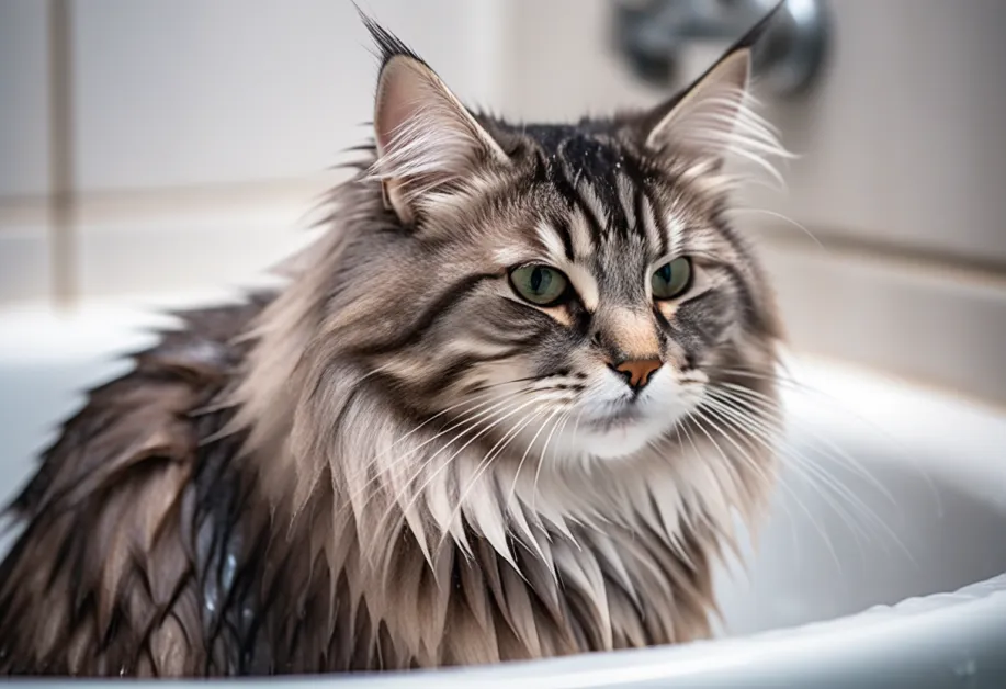 ภาพแมวน่ารักในช่วงอาบน้ำ - แมวน่ารักกำลังเพลิดเพลินกับการอาบน้ำอย่างอ่อนโยน ใช้ผลิตภัณฑ์ที่ช่วยรักษาขนและผิวหนังให้แข็งแรงและบอบบางเหมาะสำหรับแมวแพ้ง่าย