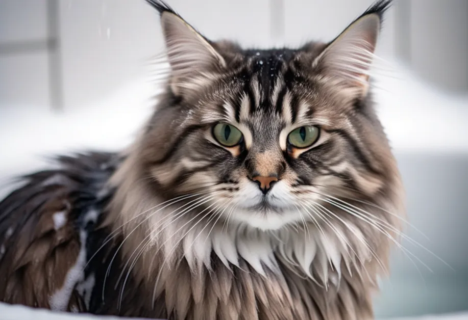 ภาพแมวกำลังนอนพักผ่อนอย่างสบายในพื้นที่ที่สะอาดและเป็นระเบียบ - เพิ่มความน่ารักและสงบให้บ้านของคุณด้วยการดูแลสุขภาพผิวหนังแมวให้อยู่ในสภาพดี พร้อมป้องกันปัญหาผิวหนังที่อาจเกิดขึ้น!