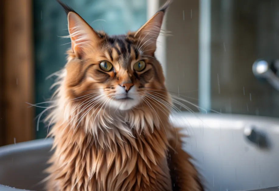 แมวน้อยกำลังเพลิดเพลินในบรรยากาศสบายๆ พร้อมการดูแลผิวหนังที่ช่วยเสริมสุขภาพให้แข็งแรง เหมาะสำหรับคำแนะนำการดูแลแมวที่รักความสะอาด