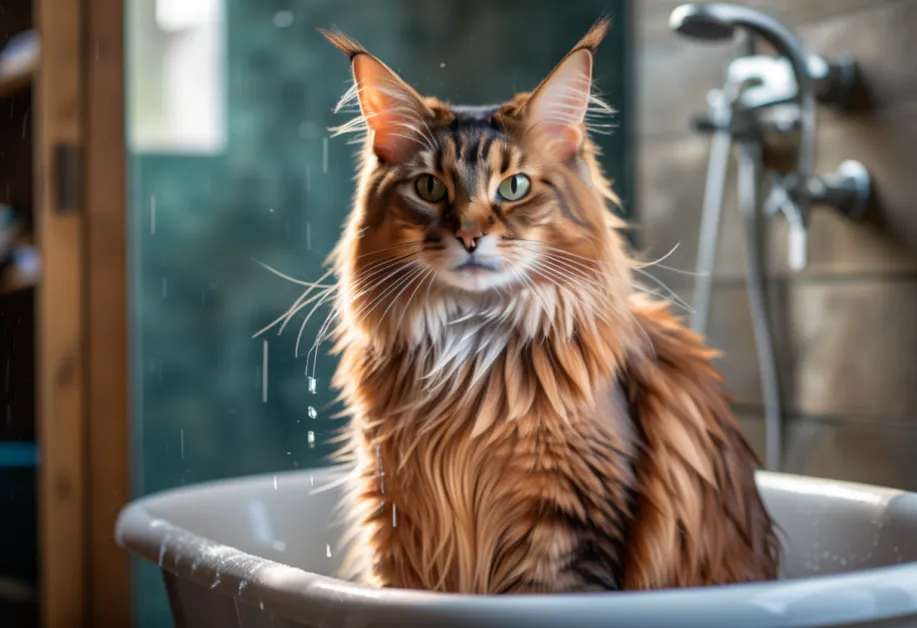 อาหารแมวเพื่อสุขภาพในชามสวยงาม เน้นโภชนาการที่ดีเยี่ยมเพื่อขนแมวเงางามและสุขภาพดี