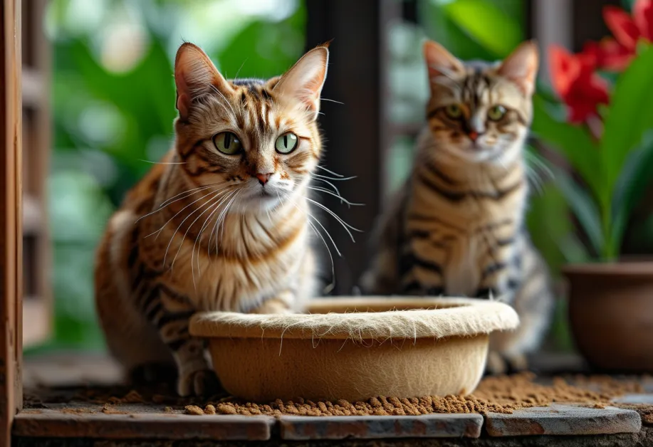 แมวกำลังทำความคุ้นเคยกับการใช้ที่นั่งฝึกแบบมืออาชีพ เพื่อการฝึกห้องน้ำที่มีประสิทธิภาพและเป็นธรรมชาติ