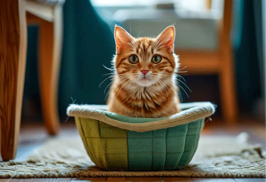 ภาพประกอบการฝึกพฤติกรรมแมว: แมวกำลังใช้ชักโครกอย่างมั่นใจโดยไม่มีอุปกรณ์เสริม แสดงถึงความสำเร็จสูงสุดในกระบวนการฝึกฝนที่ช่วยให้แมวใช้ห้องน้ำเหมือนมนุษย์