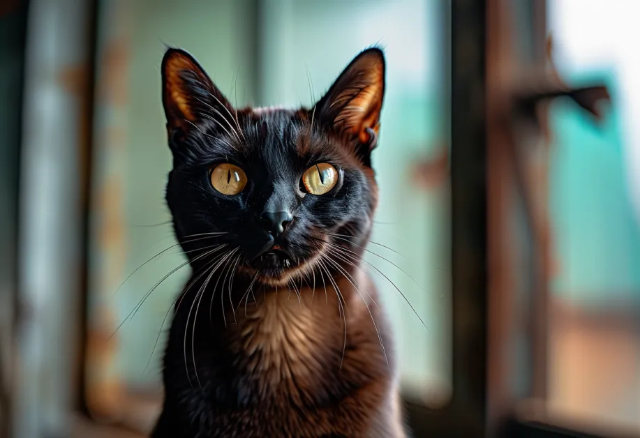 ภาพประกอบการฝึกพฤติกรรมแมว: แมวนั่งอย่างมั่นใจบนชักโครกในห้องน้ำที่ปรับแต่งสำหรับฝึกฝน