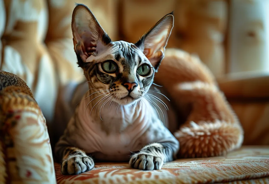 ภาพประกอบการฝึกพฤติกรรมแมว: แมวกำลังยืนบนแผ่นฝึกในชักโครกด้วยความสนใจ แสดงถึงความก้าวหน้าในกระบวนการฝึกฝนที่ช่วยให้แมวเรียนรู้การใช้พื้นที่ใหม่