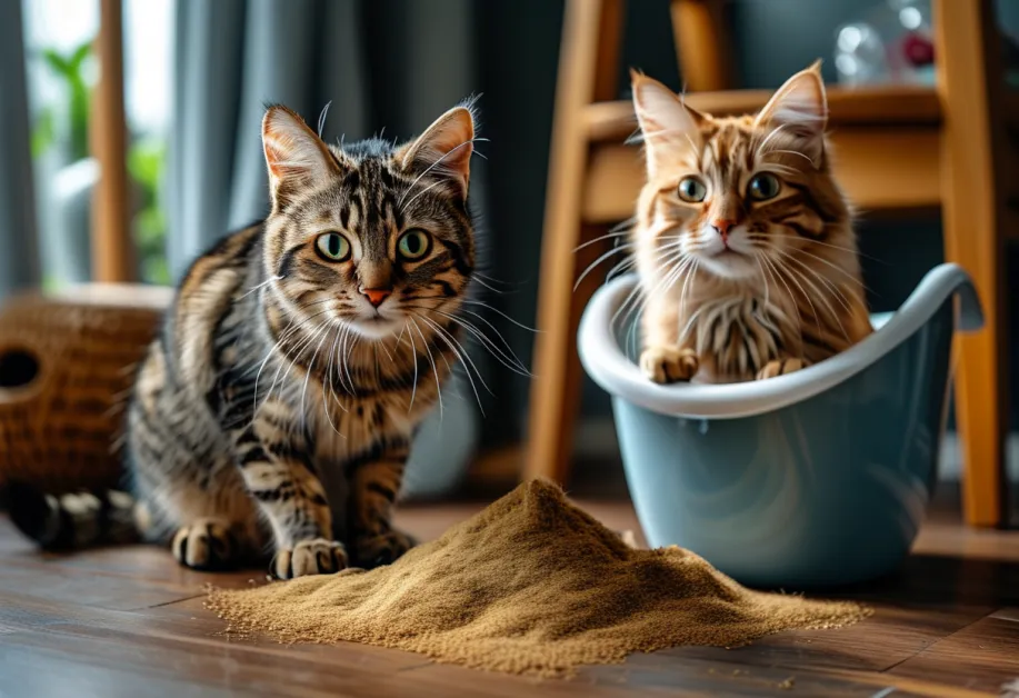 แมวกำลังคุ้นเคยกับห้องน้ำใหม่ในระหว่างการฝึกฝน ช่วยสร้างความมั่นใจและลดความกังวลในการเปลี่ยนพฤติกรรมการขับถ่าย