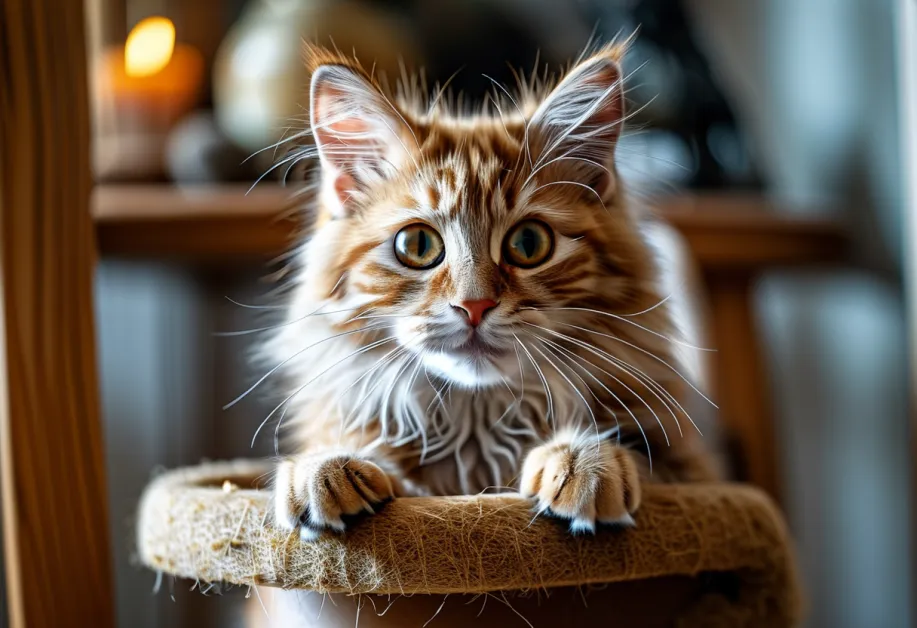 แมวนั่งสบายในสภาพแวดล้อมที่สงบและปลอดภัย การสร้างพื้นที่ที่เหมาะสมช่วยให้แมวเรียนรู้การเข้าสังคมได้ง่ายขึ้น