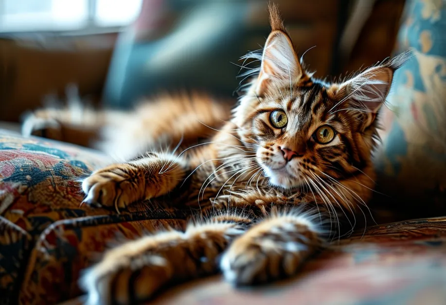 ภาพประกอบการฝึกแมว: แมวนั่งสบายใจบนชักโครกในห้องน้ำที่ปรับแต่งสำหรับการฝึกฝน แสดงถึงการปรับตัวเต็มรูปแบบของแมวในกระบวนการฝึกพฤติกรรมเพื่อใช้ห้องน้ำอย่างสมบูรณ์