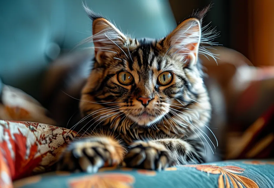 ภาพประกอบการฝึกแมว: แมวกำลังนั่งบนโถสุขภัณฑ์อย่างผ่อนคลายโดยไม่มีถ้วยฝึก แสดงถึงขั้นตอนสุดท้ายของการฝึกฝนที่สำเร็จ ทำให้แมวใช้โถสุขภัณฑ์ได้ด้วยตัวเองอย่างเต็มที่