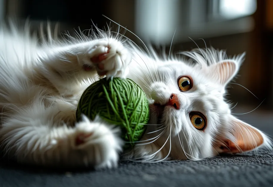 ลูกบอลขนฟูที่แมวชื่นชอบ - ออกแบบให้แมวสนุกกับการจับและวิ่งไล่