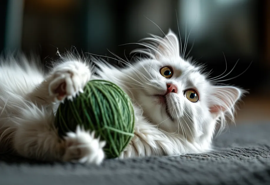 ลูกบอลขนฟูที่แมวชื่นชอบ - ออกแบบให้แมวสนุกกับการจับและวิ่งไล่