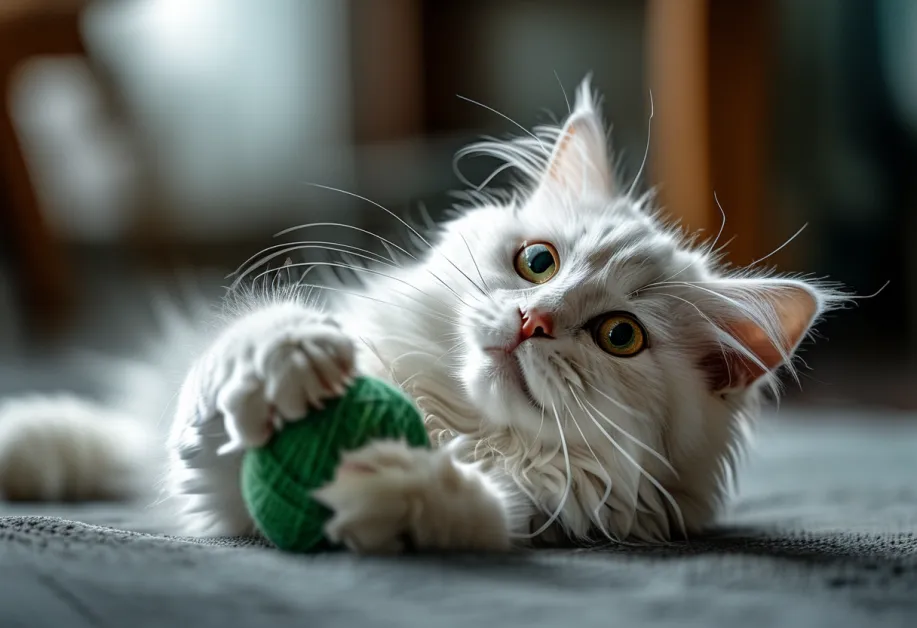 ลูกบอลขนฟูที่แมวชื่นชอบ - ออกแบบให้แมวสนุกกับการจับและวิ่งไล่