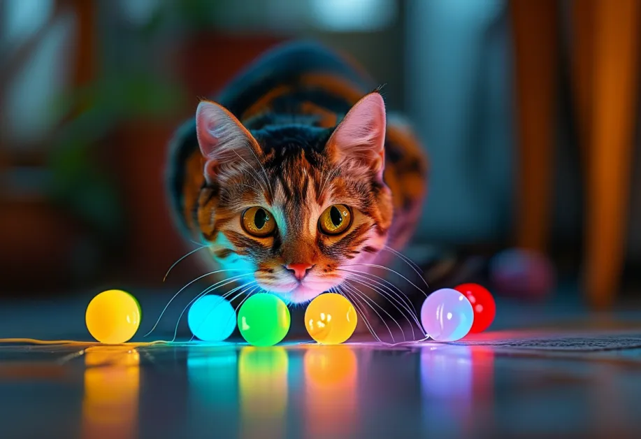 ลูกบอลแมวไฟ LED - เพิ่มความสนุกในการเล่นทั้งกลางวันและกลางคืน