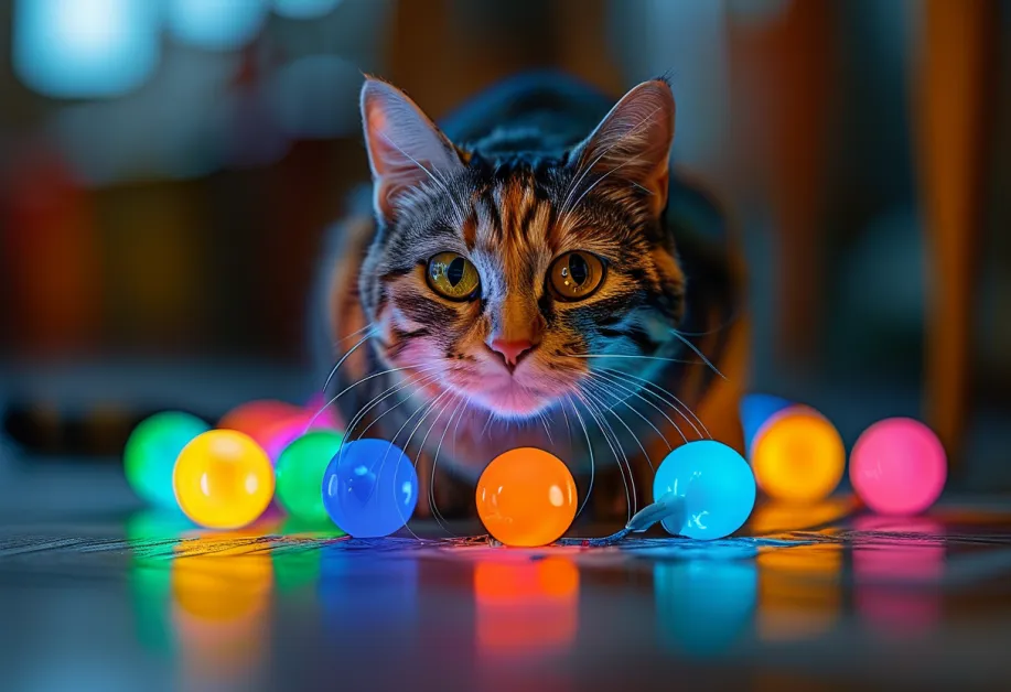 ลูกบอลแมวไฟ LED - เพิ่มความสนุกในการเล่นทั้งกลางวันและกลางคืน