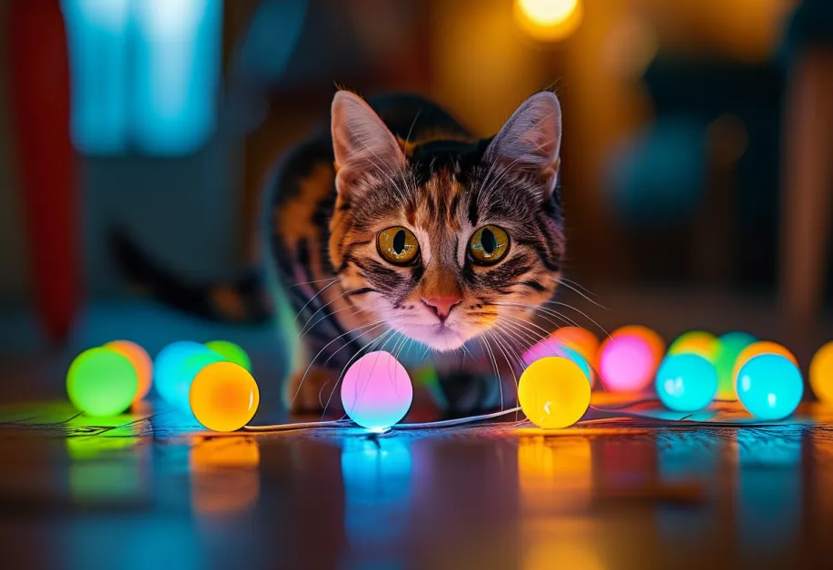 ลูกบอลมินิสีสดใส - เหมาะสำหรับแมวตัวเล็กที่ชอบการไล่ล่า