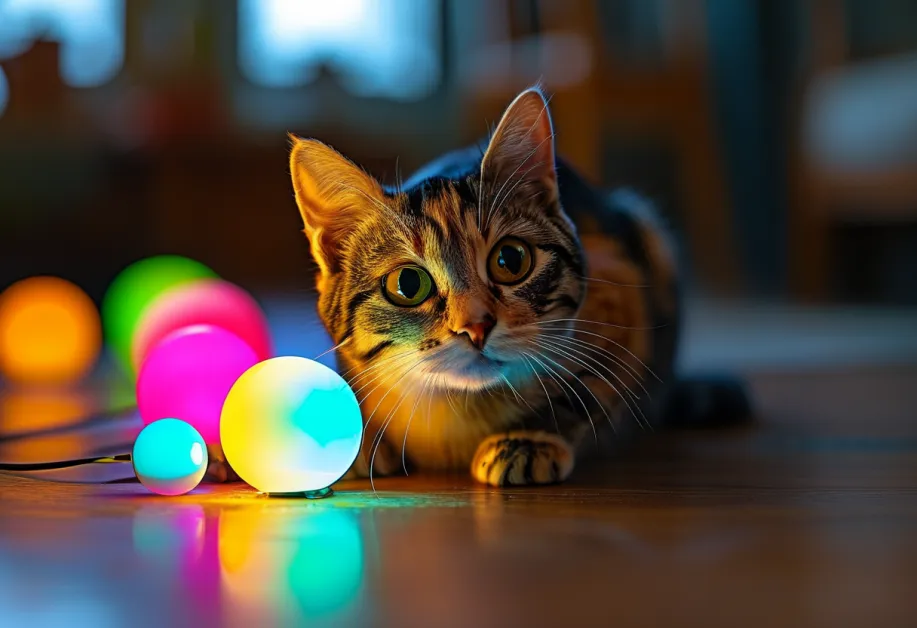 ลูกบอลแมวไฟ LED - เพิ่มความสนุกในการเล่นทั้งกลางวันและกลางคืน