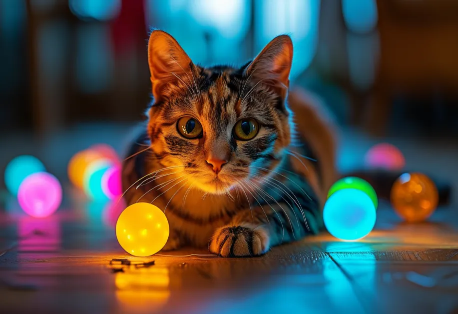 ลูกบอลแมวไฟ LED - เพิ่มความสนุกในการเล่นทั้งกลางวันและกลางคืน