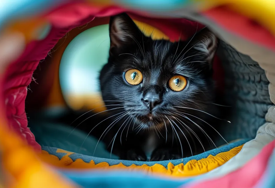 อุโมงค์แมวแบบพับได้ - ของเล่นอเนกประสงค์สำหรับแมวที่ชื่นชอบการซ่อนตัวและสำรวจ