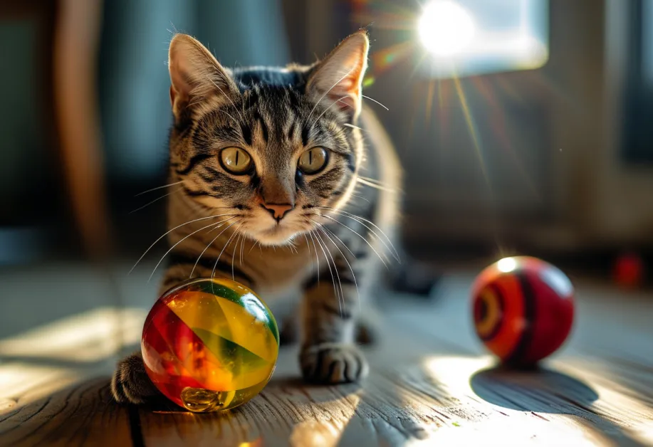 ลูกบอลแมวสีสันสดใส - ช่วยกระตุ้นการออกกำลังกายและการเล่นอย่างมีความสุข