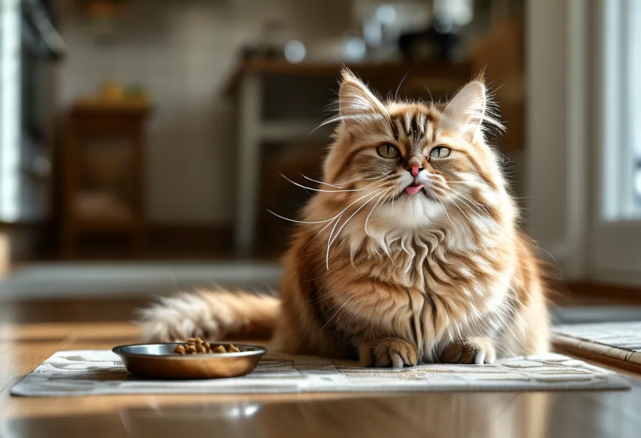 แมวกำลังกินอาหารสูตรธรรมชาติที่ปรับสมดุลร่างกายและลดปัญหาแพ้อาหาร