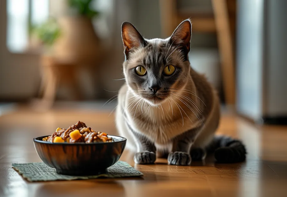 แมวเลียปากหลังอาหารแสนอร่อย - อาหารคุณภาพสูงที่มีส่วนผสมจากธรรมชาติ ช่วยเสริมสร้างกล้ามเนื้อและระบบภูมิคุ้มกันของแมว