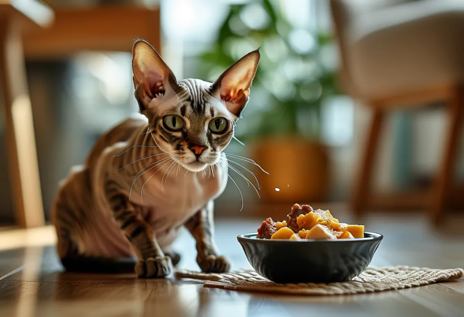 แมวเลียปากหลังจากลิ้มรสอาหารที่ช่วยดูแลสุขภาพ - อาหารสูตรลดอาการแพ้ที่คัดสรรมาเพื่อแมวที่มีความต้องการเฉพาะทาง