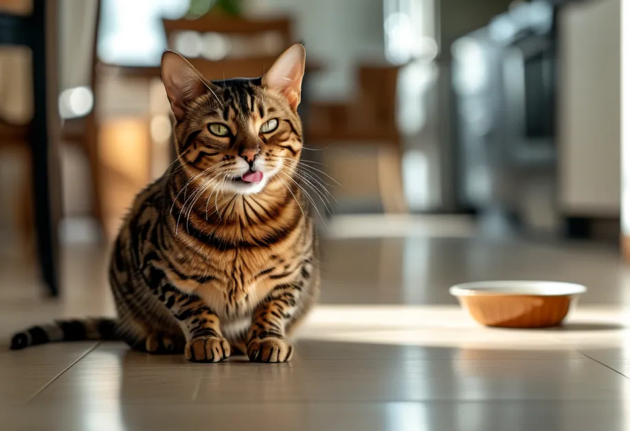 แมวเลียปากด้วยรอยยิ้มหลังลิ้มรสอาหารเปียกสูตรพิเศษ - อาหารสูตรธรรมชาติที่ตอบโจทย์ความต้องการของลูกแมว