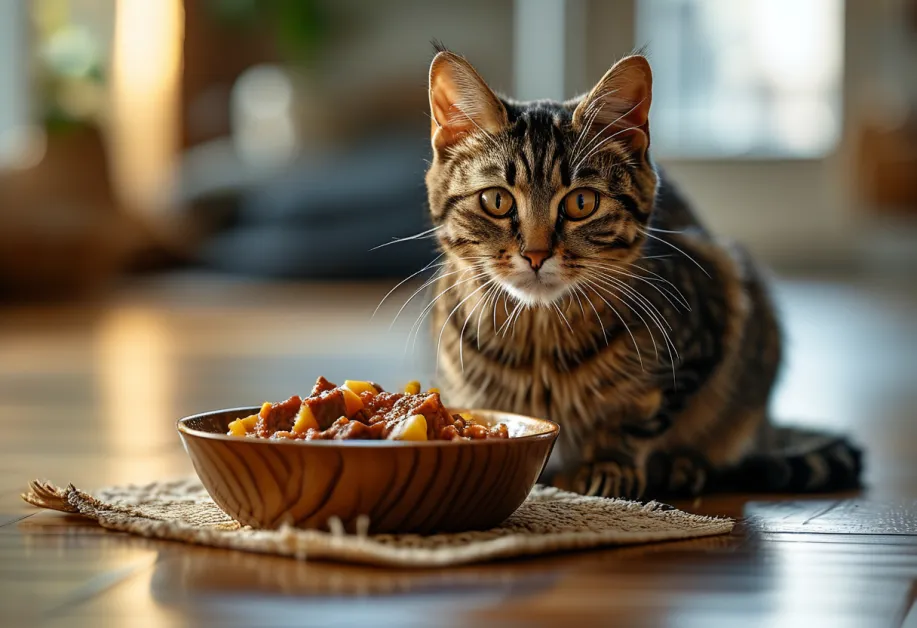 แมวเลียปากด้วยความพอใจหลังจากลิ้มรสอาหารสูตรไฮโปอัลเลอร์เจนิก - อาหารที่ตอบโจทย์สำหรับแมวแพ้ง่าย