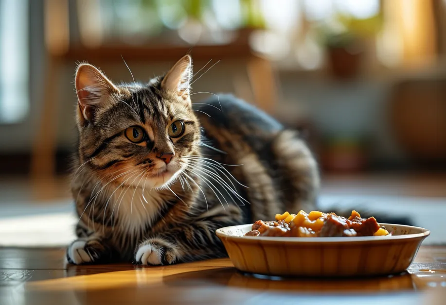 แมวเลียปากด้วยความสุขหลังลิ้มรสอาหารพิเศษ - อาหารแมวสูตรไฮโปอัลเลอร์เจนิกที่เหมาะสำหรับแมวแพ้ง่าย