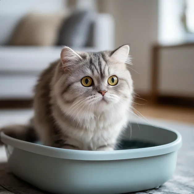 แมวน่ารัก นั่งบนกระบะทราย