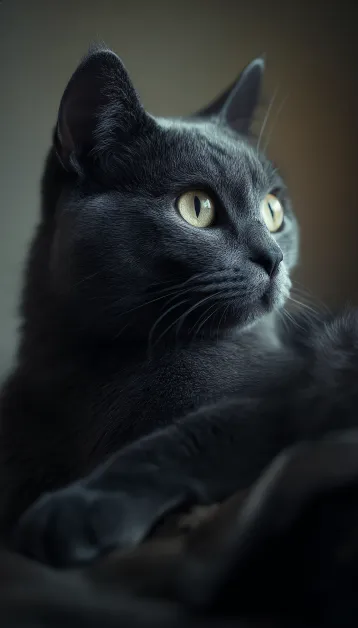 แมวเทามองด้านข้าง