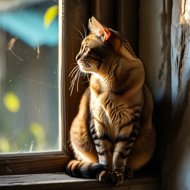 แมวเบอร์มีสนั่งข้างหน้าต่าง